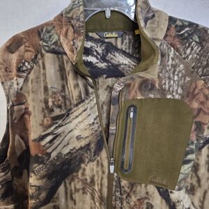 Cabela’s Men’s Camo Fleece Zip-Up Vest Realtree Outdoor Hunting Fall Size Large
